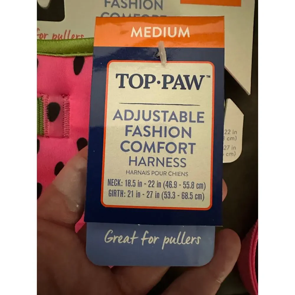 NWT Top Paw Watermelon No Pull Dog Harness & Matching‎ Pink Leash Set Medium 🍉